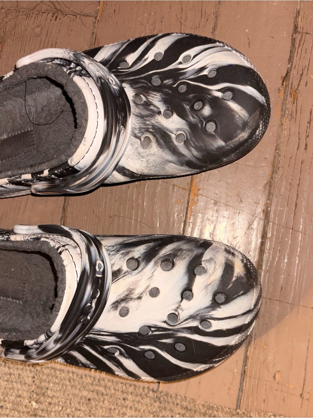 Kids Black & White Marble Slip-On Clogs